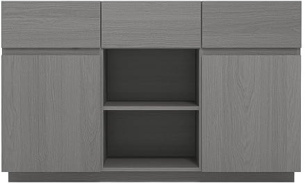 Galano Anderson 2 Door 3 Drawer Sideboard - Cabinet Storage Organizer for Your Home - Storage Sideboard - Adjustable Shelves (Cool Grey Oak)