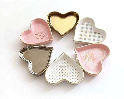 Petit plat en céramique, plat de sauce soja, 6 pièces de 4 pouces en forme de cœur, ramequin en porcelaine, bol à sauce, assiette d'assaisonnement, dessert, sushi, crème, trempette (couleur : E)