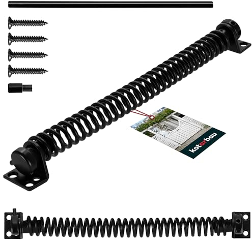 KOTARBAU® Türschließer Gartentor 28 cm Gartentorschließer Pulverbeschichtet Stahl Schwarz Türfeder Zugfeder Pfortenschließfeder Türschließer Außen Türschliesser