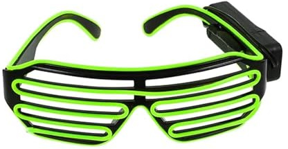 Gizelle Neon El Wire LED Light Up Shutter Flashing Glasses Eyewear Neon Glow In Dark Illuminated Frames for Nightclub Rave Party Disco DJ Music,Concert Live,Fancy Dress