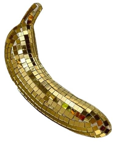 feveo Banana Disco Ball, 6.5 Inch Cool Silver Mirror Party Decorations, Gold/Silver/Rose Gold Creative Banana Shape Disco Ball Ornaments