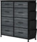 YITAHOME Kommode, 8 Stoffschubladen mit Griffen, Aufbewahrungsschrank, Schubladenschrank, Schrank, Metallgestell, stoffkommode für Schlafzimmer, für Wohnzimmer, Flur, Büro, Schwarze Holzmaserung