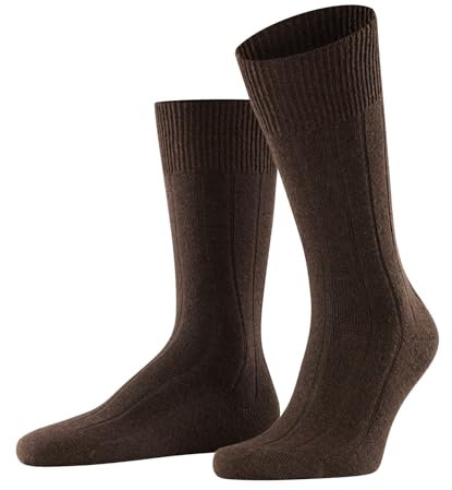 FALKE Herren Socken Lhasa Rib M So Wolle Kaschmir einfarbig 1 Paar, Braun Brown 5930, 43-46