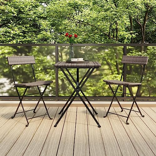 FUDUGEHMIOFWFJJ Garten stapelstuhl,gartenstühle,klappstuhl,Bistrostühle 2 STK. Klappbar Grau Poly Rattan und StahlGeeignet für Garten, Terrasse, Esszimmer