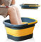 Aoreun Lavabo para pies con masajeador de pies y mango, Baño para Pies Plegable, Portátil Masajeador de Baño para pies, Bañera para remojar los pies con Rodillos masajeadores - Azul