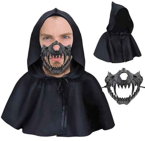 Generisch Halloween Totenkopf Wolf Therian Maske Halbmaske Horror Maske Cosplay Requisiten Erwachsene