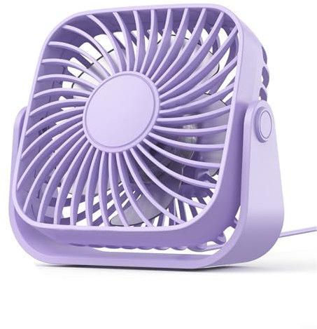 USB Powered Portable Desk Fan, Mini Table Fan, 3 Speeds, Silent Operation (purple)