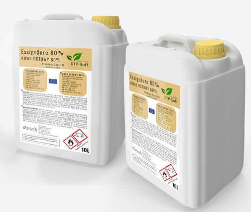 20 l d'acide acétique 80% - essence de vinaigre de qualité supérieure 2x 10 litres | acide acétique 20l 80%