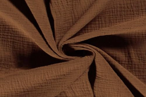 50x130cm Musselin Stoff uni Oeko-Tex zertifiziert Meterware Mulltuch Baumwolle, Farbe:braun