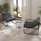 Amopatio 3-TLG Lounge Gartenmöbel mit Beistelltisch & Sessel, Balkonmöbel Kleiner Balkon mit Kissen, Bistro Set Wetterfest, Metall Terrassenmöbel für Garten, Terrasse, Outdoor, Pool, Schwarz&Grau