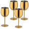 TEAHAHA Stainless Steel Wine Glasses Set of 4,350ml Fancy Unique Unbreakable Goblet Glass Set White Red Wine Stemmed Cocktail Glasses Metal Drink Champagne Goblet Party Wedding (Gold)