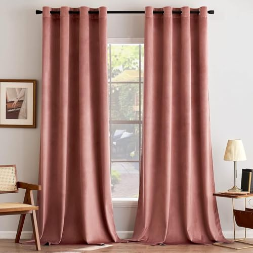 MIULEE Tende Velluto Rosa Antico 2er, Oscuranti Termiche L140xA300CM | Tende Moderne Eleganti per Interni, Tessuto Velluto Occhielli, Ideali per Camera da Letto, Salotto e Soggiorno