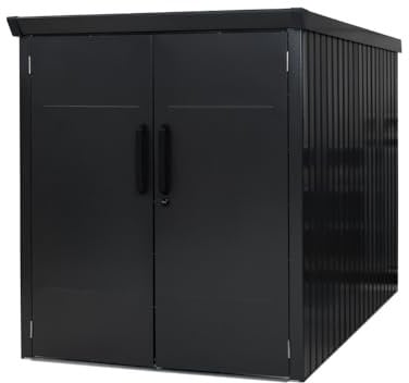 WESTMANN Metall Fahrradgarage Velos 1 | Verzinkter Stahl | Inkl. Boden | Doppelflügeltür mit Zahlenschloss | Integriertes Entwässerungssystem | Führungsschienen & Rollenaufhängung