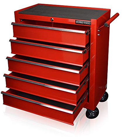 US PRO TOOL CHEST 5 DRAWER ROLL CAB RED