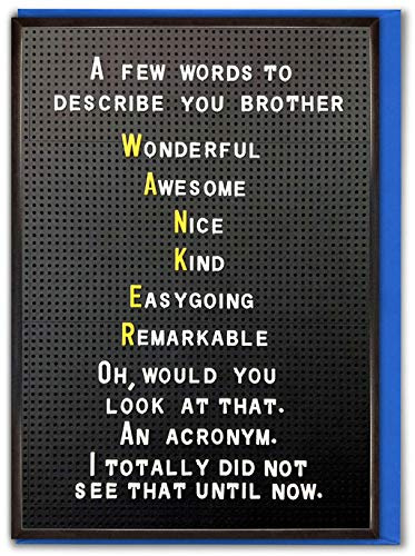 Brainbox Candy - Funny Brother Birthday Cards - Rude Cheeky Insulting Brother Card - 'Acronym Design' - Perfect For Him Sibling With A Sense of Humour