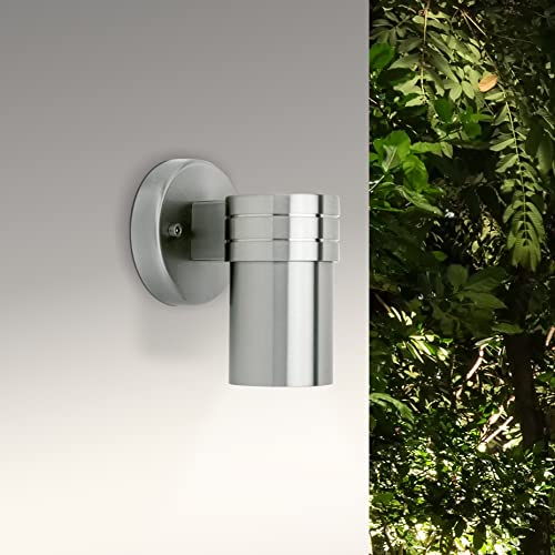 BRILLIANT Lampe Hanni LED Außenwandleuchte 1flg edelstahl | 1x LED-PAR51, GU10, 3W LED-Reflektorlampe inklusive, (250lm, 3000K) | IP-Schutzart: 44 - spritzwassergeschützt