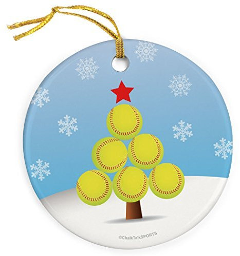 ChalkTalkSPORTS Weihnachtsbaumschmuck Softball Porzellan Ornamente