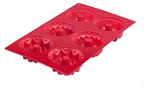 Westmark 6er Küchlein-Backform, Antihaft-Effekt, Silikon, Trio, Rot, 30172270