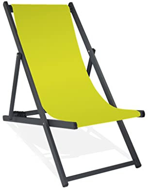 MultiBrands Liegestuhl, klappbar, Aluminium, Sitzbezug Lemon, schwarz lackiert