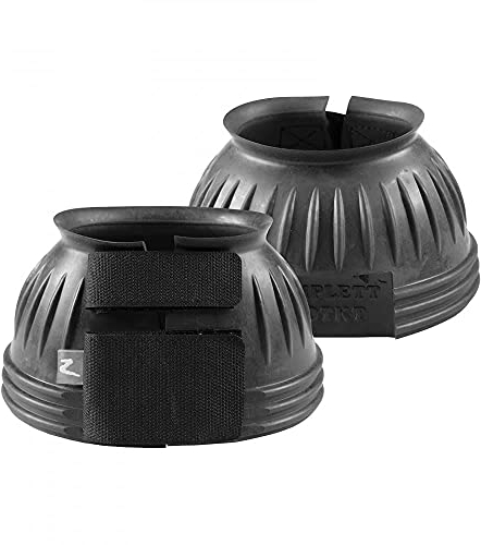 HORZE gerippte Hufglocken aus Gummi mit doppeltem Klettverschluss, Schwarz, XL