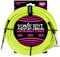Ernie Ball 18 ft Braided Straight Angle Inst Cable Neon Yellow