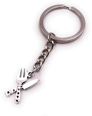 H-Customs Couteau coutellerie fourchette nourriture place mis argent pendentif porte-clés