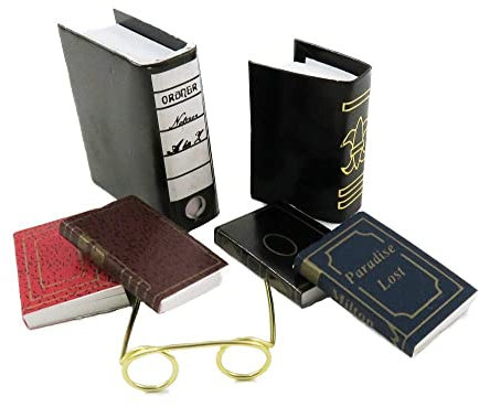 Melody Jane Puppenhaus Verschiedene Bücher & Lese Brille Büro Studien Bücherregal Zubehör