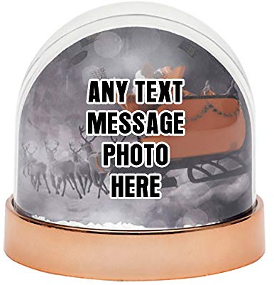 Personalised with Your own Text,Name,Image themed Photo Snow Globe Dome Glitter Shaker. (Rose Gold)