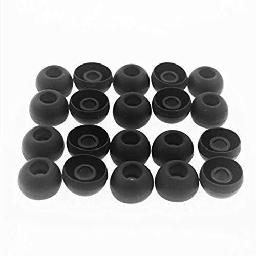 PULABO Almohadillas de repuesto de silicona, paquete de 20 unidades, color negro, compatibles con la mayoría de auriculares de marca