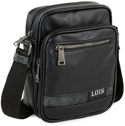 Lois - Bolso Hombre elegante y funcional Bolsitos Para Hombre resistentes y modernos Bolsos Para Hombre estilo casual, ideales para el día a día, Negro