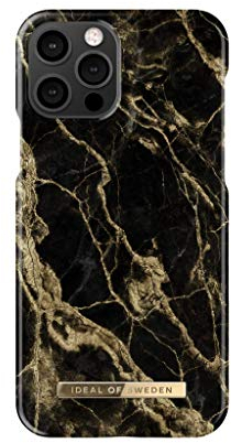 IDEAL OF SWEDEN Bedruckte Handyhülle, niedliches buntes Muster, schützende Abdeckung aus Hartplastik mit Mikrofaserfutter für das iPhone. Kompatibel mit iPhone 12/12 Pro (Golden Smoke Marble)
