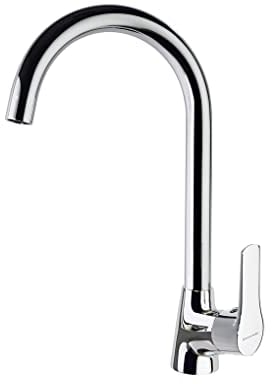 Ramon Soler - Grifo de Fregadero de Cocina Monomando con Caño Cisne Cromado con Sistema S2 de Ahorro de Agua Serie Titanium