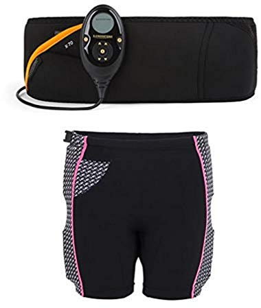 Slendertone Set mit Shorts und Bauchgurt Abs7 Hüftgurt und straffende, Schwarz, 69-119cm, 34-40