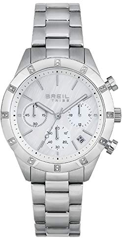 Breil, Collezione Dazzle, Orologio Donna, in Acciaio Lucido, Movimento al Quarzo Solo Tempo, Lunetta e Quadrante in Madreperla, Resistente all'Acqua, Chiusura Déployante, Silver