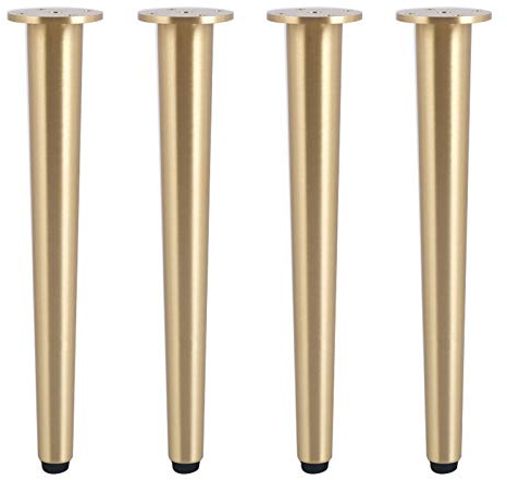 4er-Set,Nordisch Verstellbare Bettfüße,Schwere Goldene Sofafuss,Konische Tischbeine,Möbelbeine aus Gebürstetem Messing,für Sessel TV-Schrank Schrank,Können 800kg Laden (25cm/9.84in)