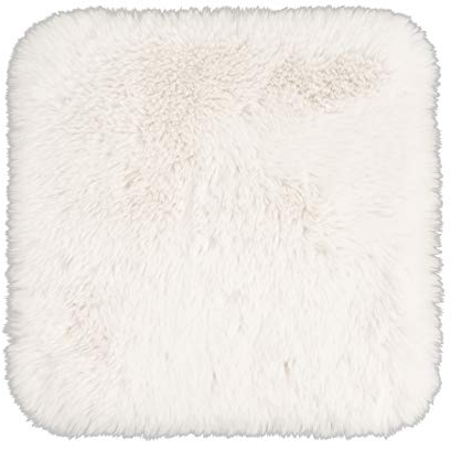 Kunstfell Dekofell Teppich rosa grau Taupe Creme Sitzkissen Lammfellimitat Felloptik Verschiedene Größen (Creme, 38 x 38 cm)