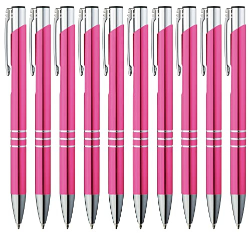 GIMEI® Metall Kugelschreiber 50 Stück | Premium Kugelschreiber Set Hochwertig, Kulli für einfaches & weiches Schreiben | Blauschreibender Kugelschreiber Pink als optischer Hingucker