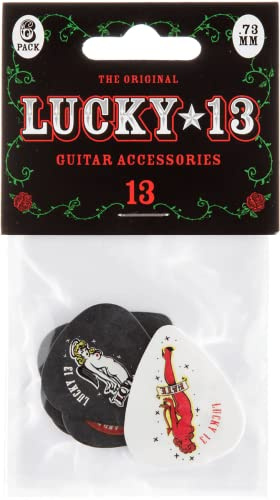 JIM DUNLOP Plektrum Lucky 13 serie II, 6 Stück, 0,73mm, Lucky1, Multicolor
