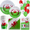Wales-Partyzubehör 47-teiliges walisisches Geschirrset Einweg-Pappteller Schüssel Becher Serviette Luftballons Gesichtsbemalung Wales-Rugby Six-Nations-Dekorationen St. Davids Day