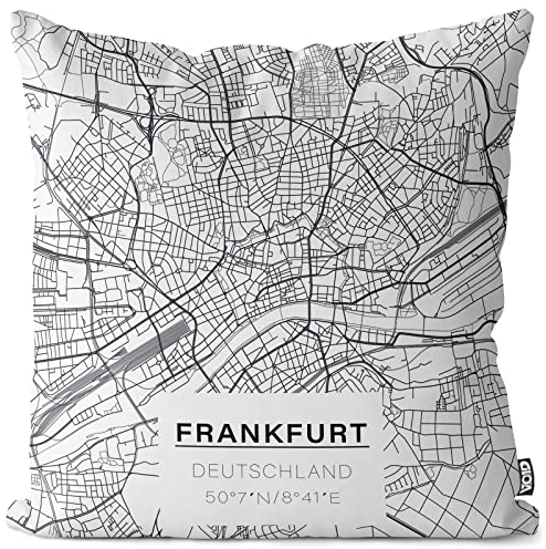 VOID Frankfurt Karte Kissenbezug Kissenhülle Sofakissen Kissen Deko Outdoor-Kissen Dekokissen, Kissen Größe:40 x 40 cm
