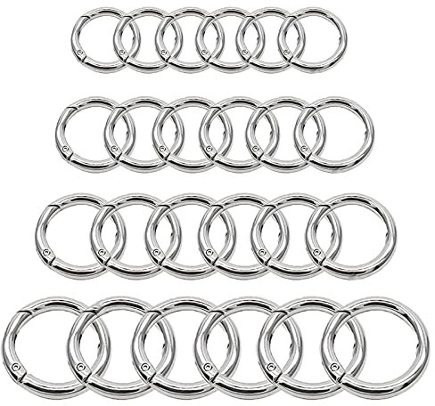 24 Stück Karabinerhaken runder, Carabiner Ring, Carabiner Hooks Round, Round Carabiner Hooks, Round Small Carabiner, Round Carabiner O-Ring, für Schlüsselanhänger, Rucksäcke, kleine Taschen aller Art