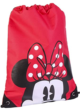 Minnie Mouse Turnbeutel Sportbeutel Kindergartentasche geeignet als Gymsack, Rucksack, Spieltasche, Schuhbeutel (Rot)