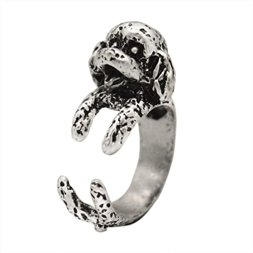 Bysonglezai Ringe Ring Damen Herren Pudel-Hunderinge Für Frauen, Mädchen, Süße Haustiere, Tierringe, Modeparty