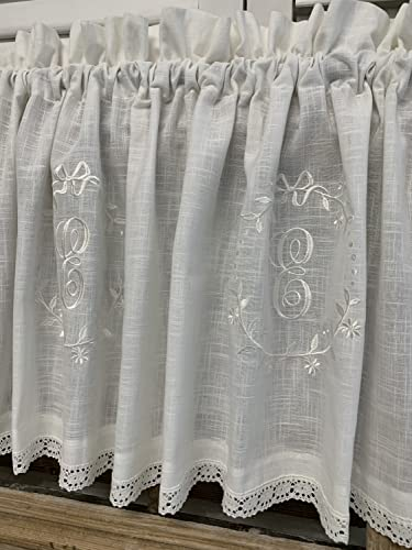 LillaBelle Offwhite Crystal 45x250 cm Scheiben Kurz Bistro Küchen Gardine Querbehang Landhaus Vintage