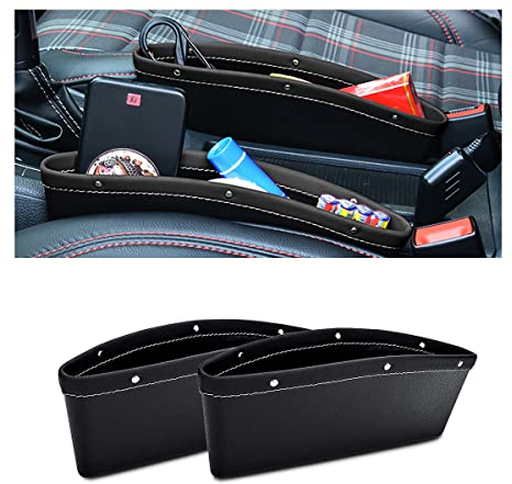 CGEAMDY Car Seat Gap Filler Organizer, Auto Car Seat Gap Filler Pocket for Seat Side, Car Interior Accessories Universal for Most Cars for Phone, Glasses, Keys, Cards, Wallets and More(Black)