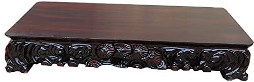 Mesa para plantas de interior, soporte alto para plantas, base de bonsái, base de tallado de madera gruesa, rectangular, piedra de flor, adorno de bonsái, piedra de jade de Buda, base de estatua de