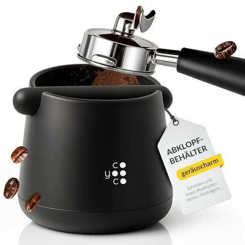 COYOOCO Abklopfbehälter für Siebträger – Espresso Knock Box geräuscharm mit rutschfestem Stand – Barista Zubehör - Kaffeesatz Abschlagbehälter in schwarz