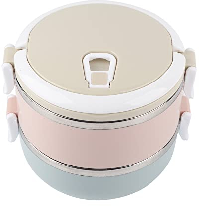 YUMILI Lunchbox, Thermo Lunchbox Edelstahl Isoliert Bento Box Lebensmittelbehälter Für Kinder Erwachsene Studenten Kinder Hält Lebensmittel Warm Geeignet Für Arbeit Schule Büro(2 Schichten 1400 Ml)