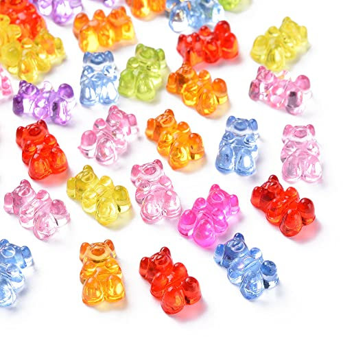 50 Beads Cabochon Bead No Hole Teddy Bear Gummy Jewellery Making Clear Colour Pony Beads,12mm