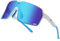 ULTR Sportbrille Herren SWIFT - Leichte Fahrradbrille Damen - Bequeme Sport Sonnenbrille mit Anti-Slip Pads - Schnelle Brille Rennrad Brille, Joggen, Beachvolleyball & MTB Brille (Weiß (Blaues Glas))